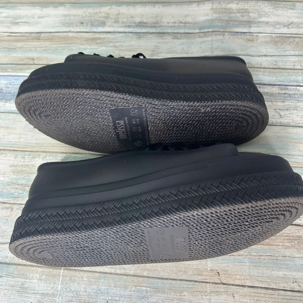 Melissa Be II Espadrille‎ Platform Sneaker Womens Size 9 Black Rubber Jelly